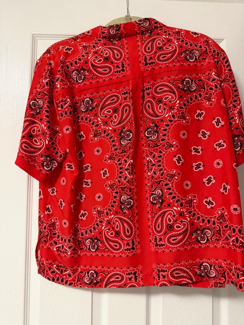 Alexander Wang Red Paisley Button-Up Silk Shirt - Picture 2 of 3